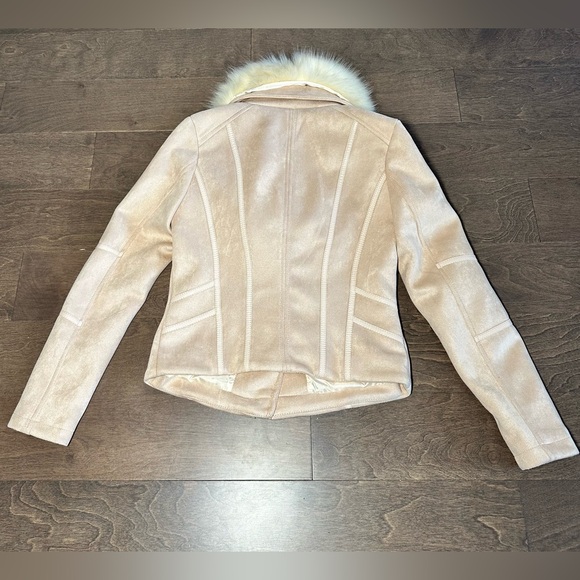 Le Château Pink Jacket with Golden Zip and Removable Faux Fur, XS, never worn - Picture 2 of 6